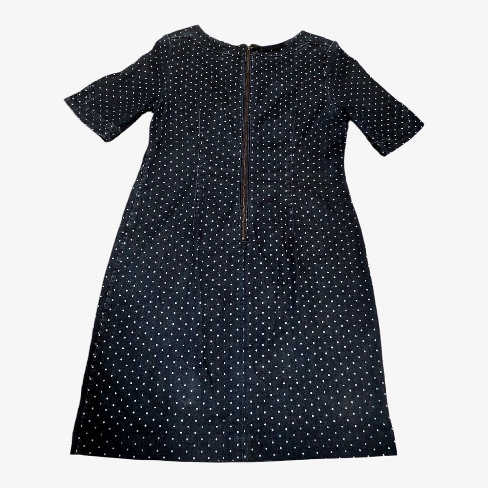 Boden Navy and White Polka Dot Denim Dress Size 10 - Picture 3 of 8